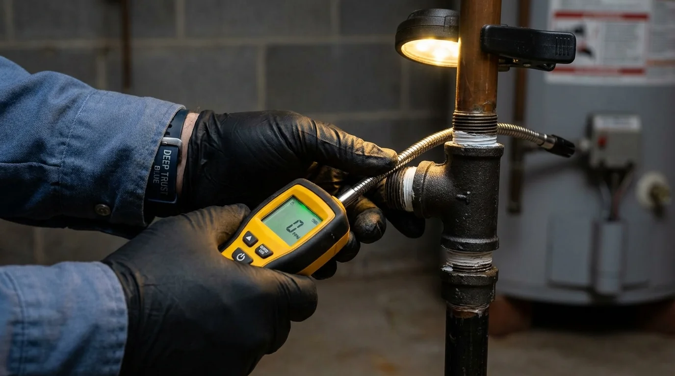 Gas leak detection with electronic sniffer by Johns Plumbing LLC in Hillsboro